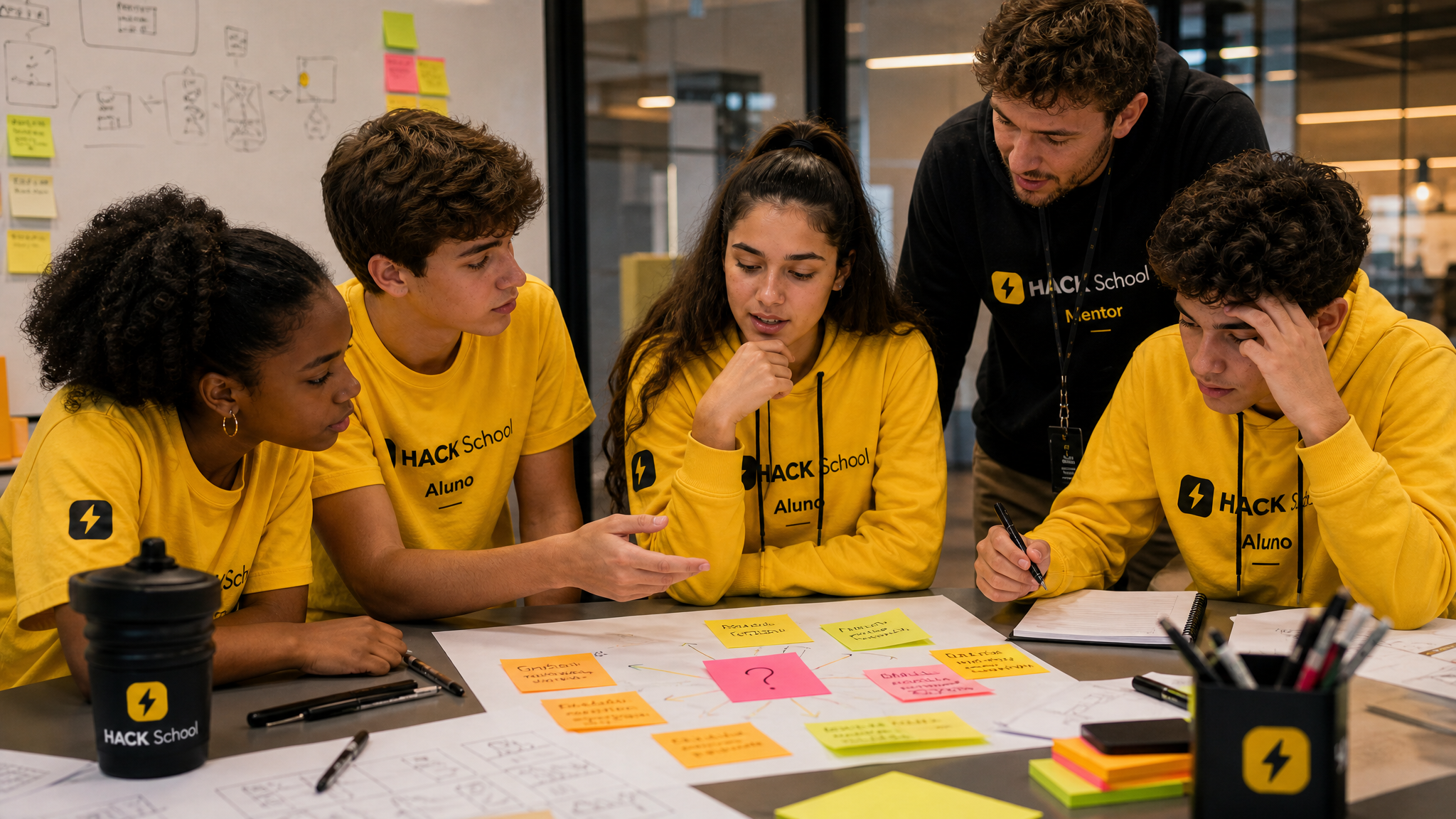 Estudantes apresentando um desafio real para a turma